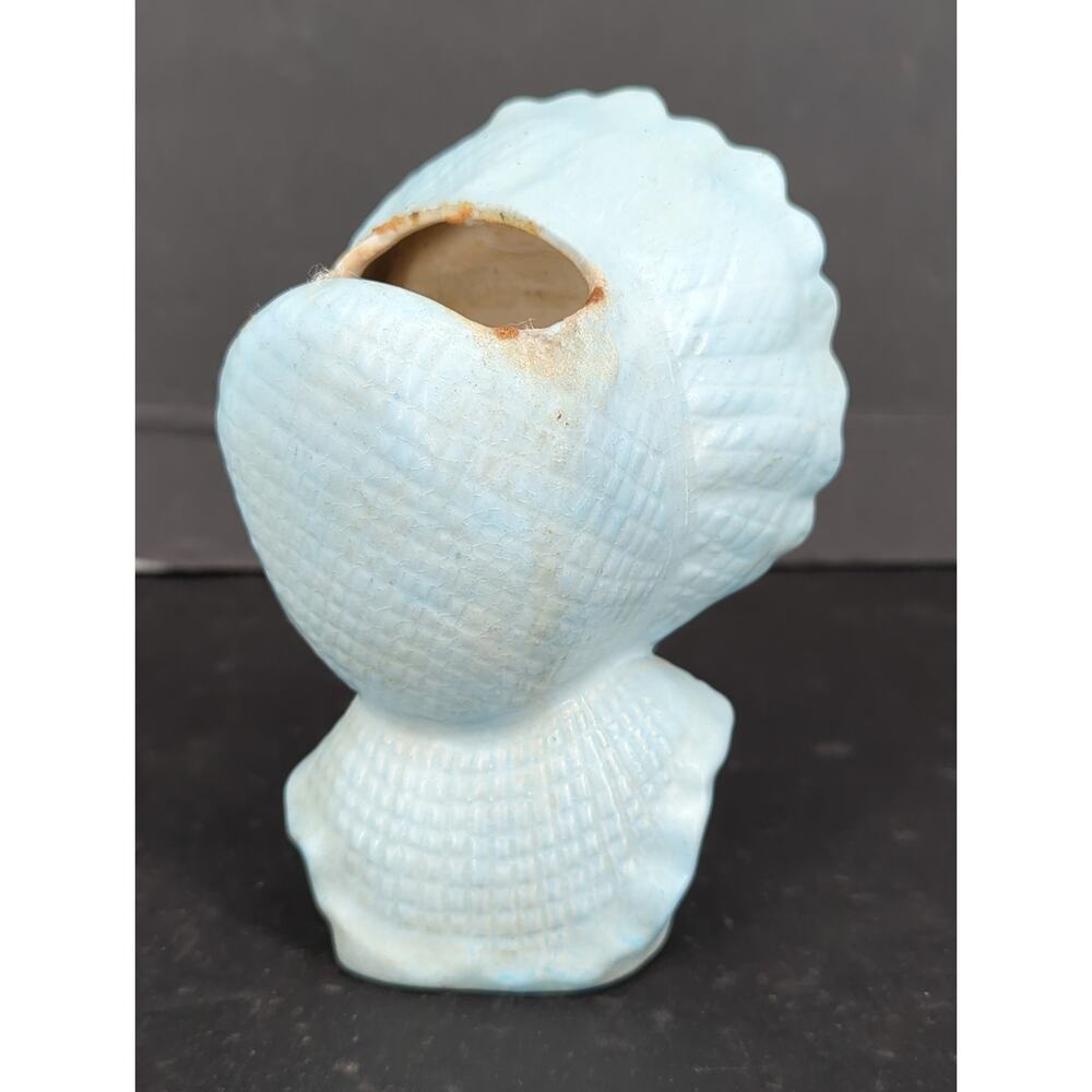 Vintage Ceramic Baby Head Vase Blue Bonnet Planter Figurine Mid Century - Picture 4 of 8